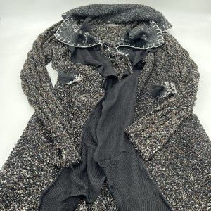 Forla Paris Ruffles Multicolor Knit Duster/Cardigan Sz M